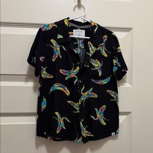 Sovereign Code LA Black Psychedelic Banana Print Children’s button up shirt sz5